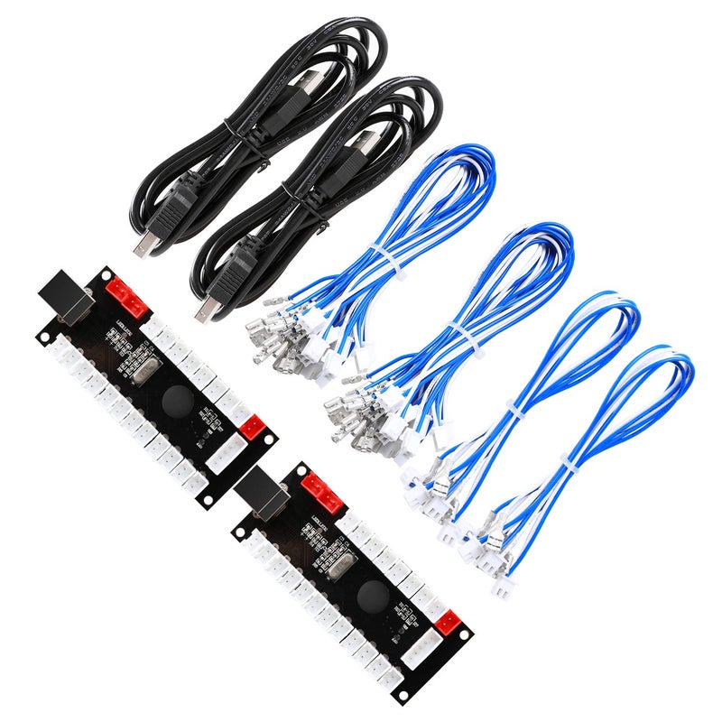 Guwarry 2-Player Zero Delay USB Encoder PC to HAPP Joysticks/HAPP Arcade Buttons for PC, MAME, Raspberry Pi, Arcade1Up - Three 5V Power Output for led Joysticks/LED Daisy Chain/LED Arcade Buttons - Image 1